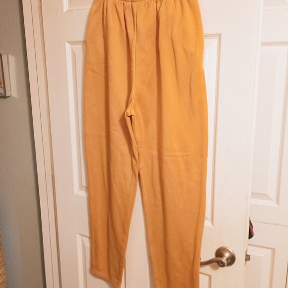 Womens Jennifer Lauren Mustard Yellow Sweatpants, L, Hi Rise, Wide Leg, New - Picture 3 of 5